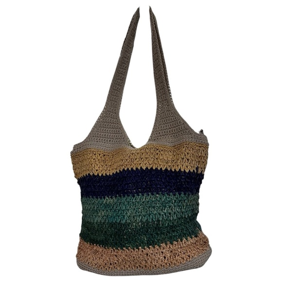The Sak Multicolor  Raffia Crochet Tote Bag Zip Closure - Picture 7 of 12